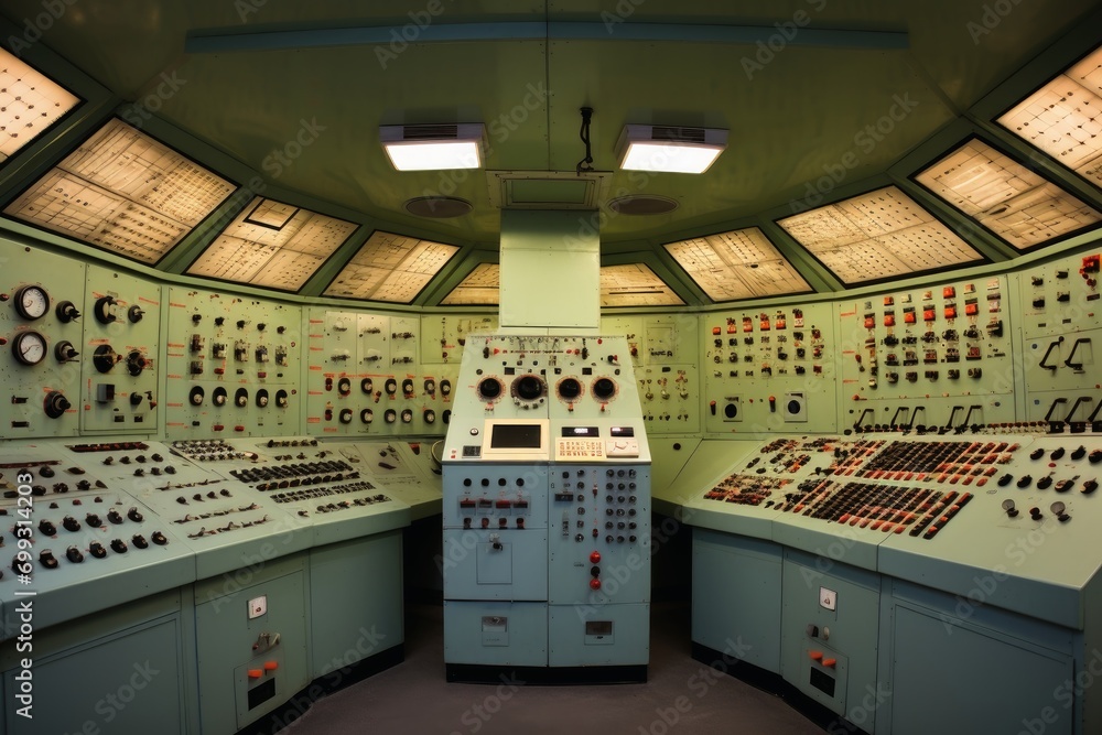Control panels of a nuclear power plant.