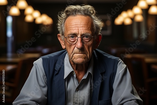 Senior man in eyeglasses looking at camera © Stocknterias