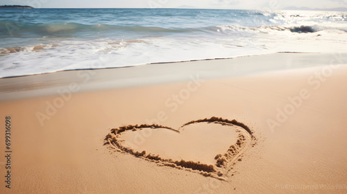 Heart shape in sand for Valentine s Day beach theme