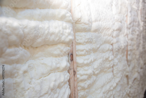 Wooden house wall in foam