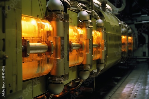 View of the fuel rods in a nuclear reactor. photo