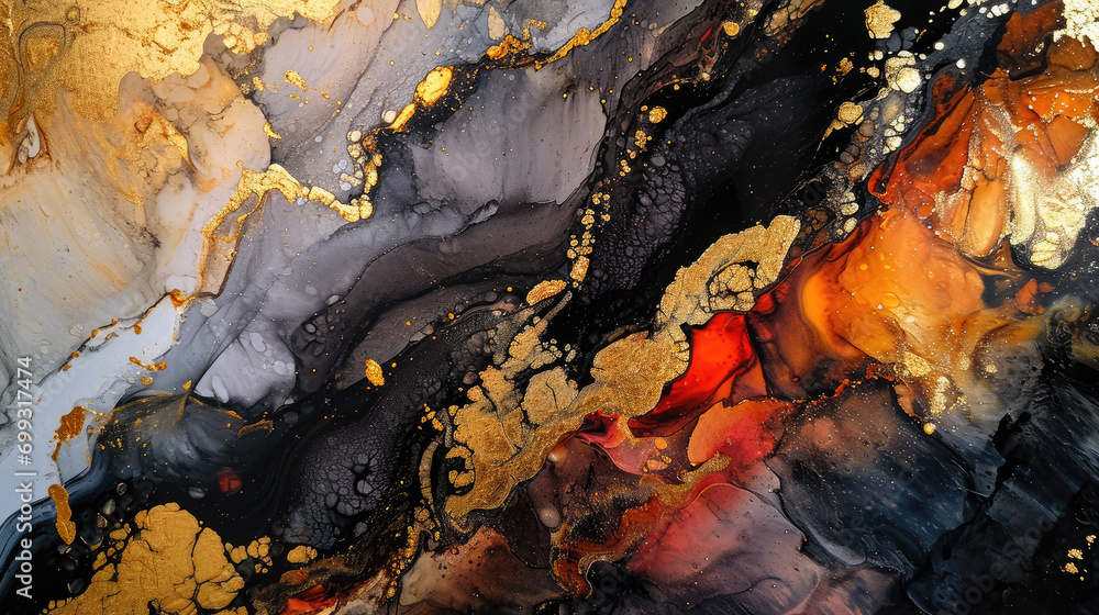 Abstract colorful texture in the style of liquid alcohol water painting