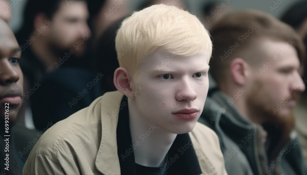A group of young adults studying in a classroom, looking serious generated by AI A group of young adults studying in a classroom, looking serious generated by AI