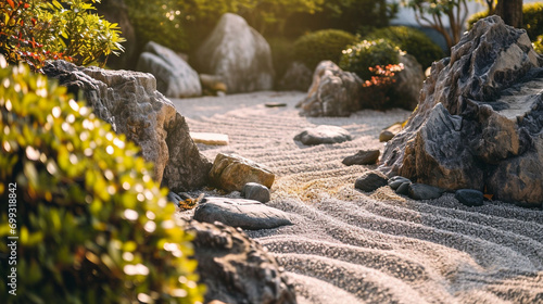 Tranquil Zen garden for peaceful mediation, AI Generated