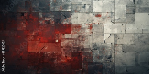 some abstract squares to make a wallpaper for an anime tablet, in the style of light gray and dark crimson, multiple exposure, zigzags, pulled, scraped, and scratched, abstraction-création