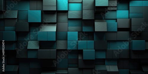 abstract metallic gray scale grey black pattern, in the style of voxel art, dark cyan, layered veneer panels, cyclorama, geometry-inspired, shaped canvas photo