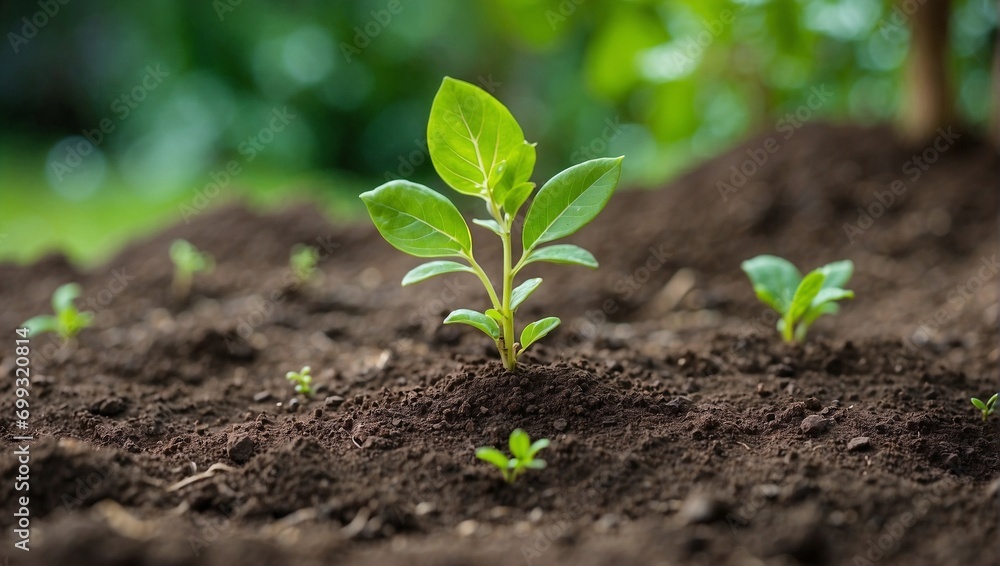 Young Plant and Soil, Protect Green Theme, Energy Saving, Plant Growing Young Plant and Soil, Protect Green Theme, Energy Saving, Plant Growing
