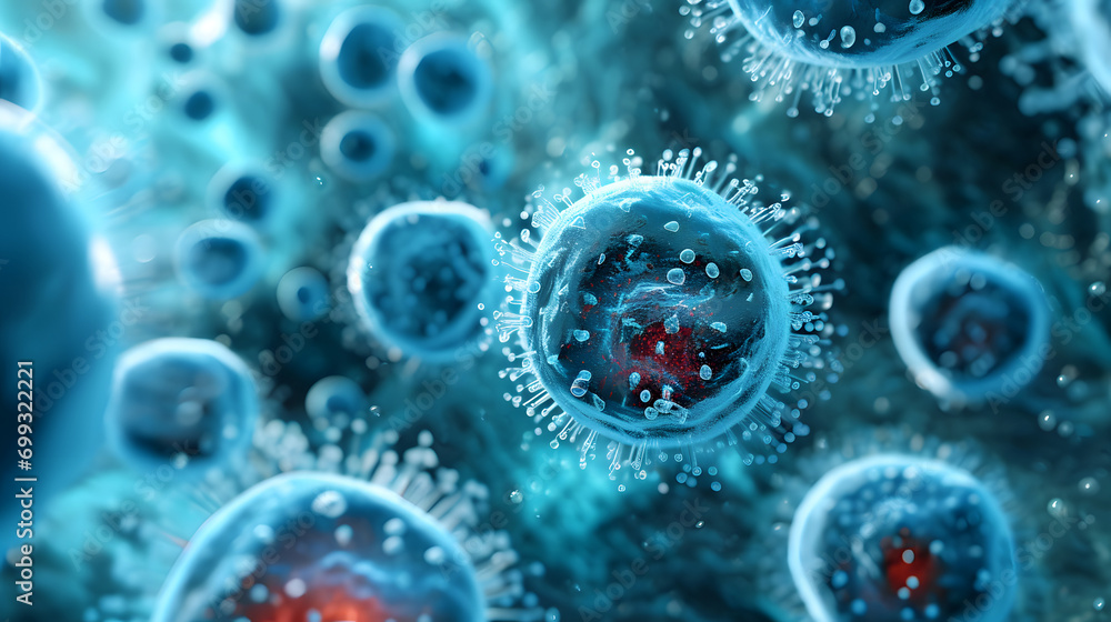 Obraz premium Cell abstract concept. Microorganisms under microscope