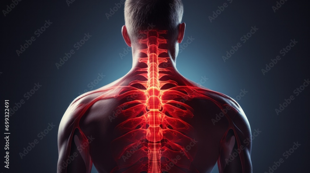 Digital representation of a human with a glowing spine, suggesting ...