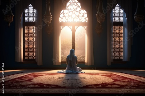 Islamic religion. Hijaz Muhammad Quran Hanifism. world religion. praying to prophet, hijab crescent.