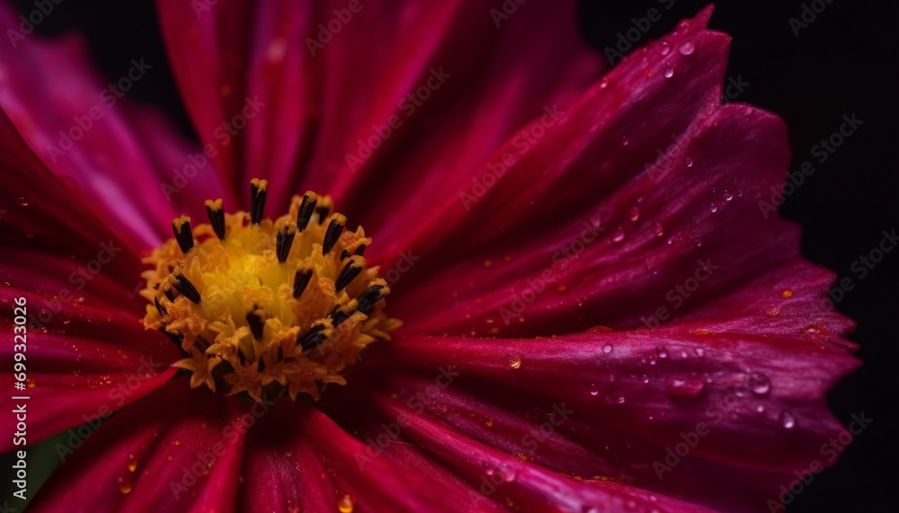 Vibrant colored petals, wet with dew, showcase nature delicate beauty generated by AI Vibrant colored petals, wet with dew, showcase nature delicate beauty generated by AI