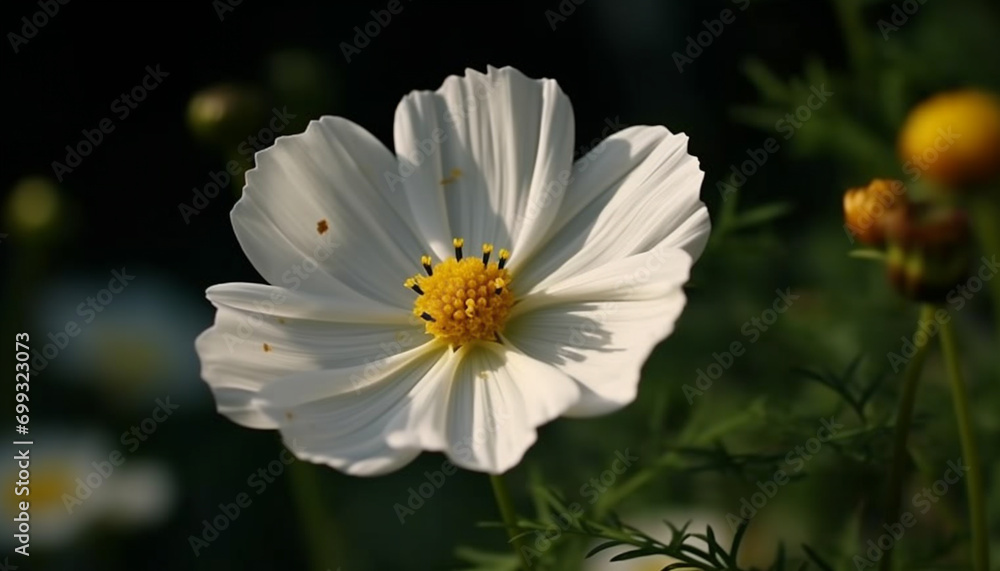 Vibrant yellow daisy blossoms in a tranquil meadow of green generated by AI