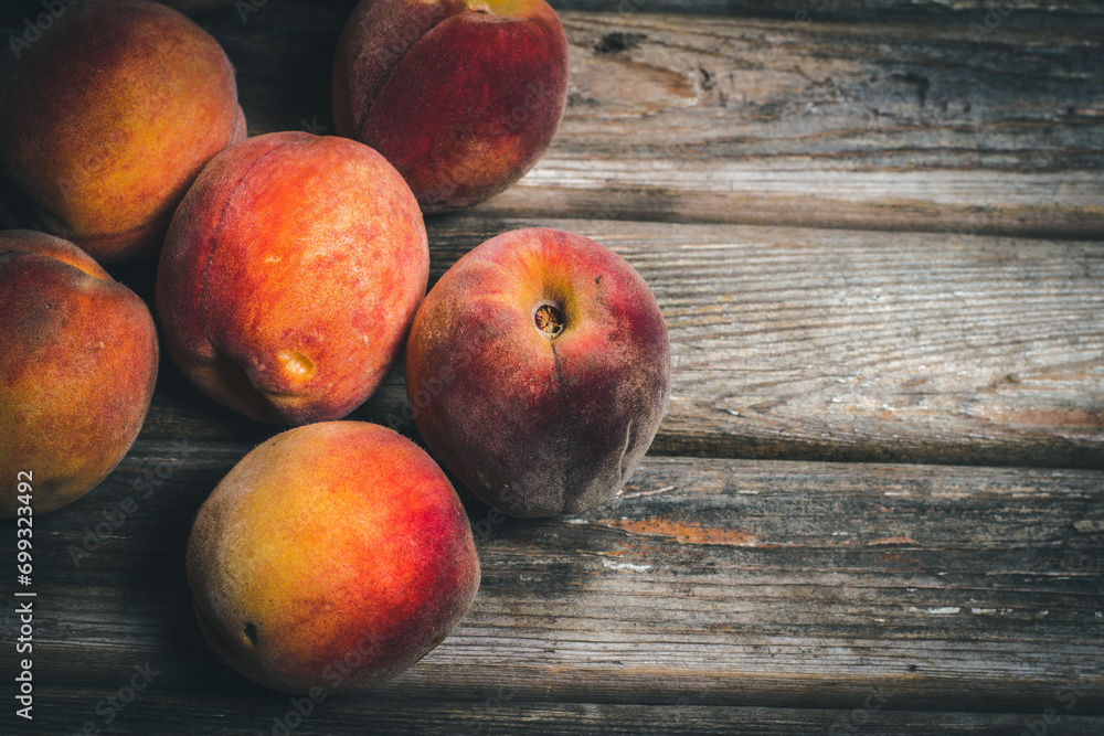 Ripe orange and sweet peaches Ripe orange and sweet peaches