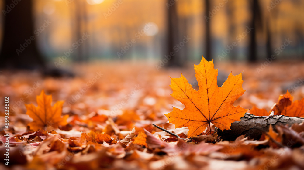 Autumn leaves on the ground in the forest Autumn leaves on the ground in the forest