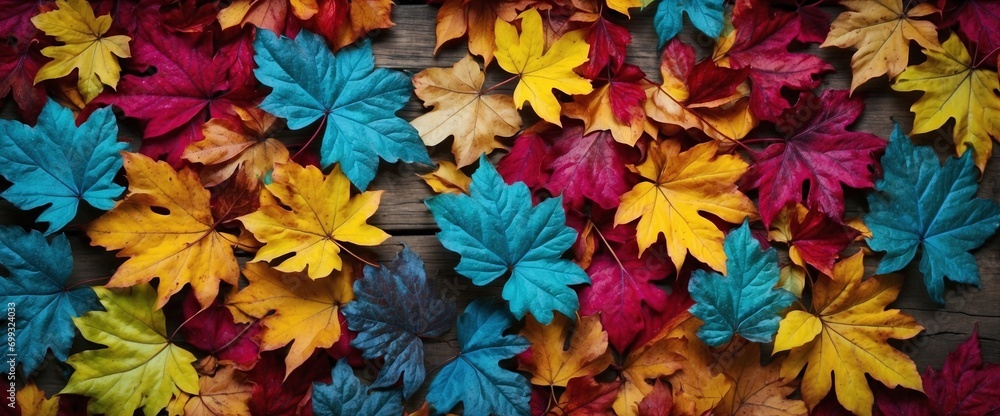 Top View Colorful Leaves Background Wallpaper
