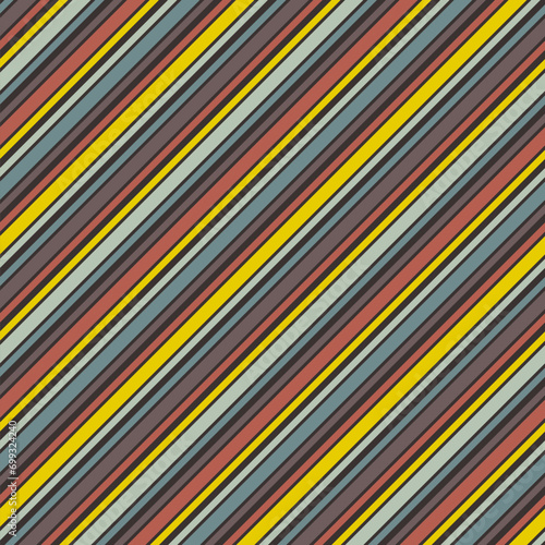 Vector diagonal stripes seamless pattern. Simple vintage background with thin and thick colorful straight lines. Stylish abstract geometric striped texture. Cozy autumn-winter colors. Repeat design