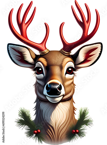 deer with a Christmas tree