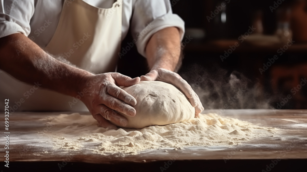 Baker’s Art - Kneading Dough in a Bakery Kitchen