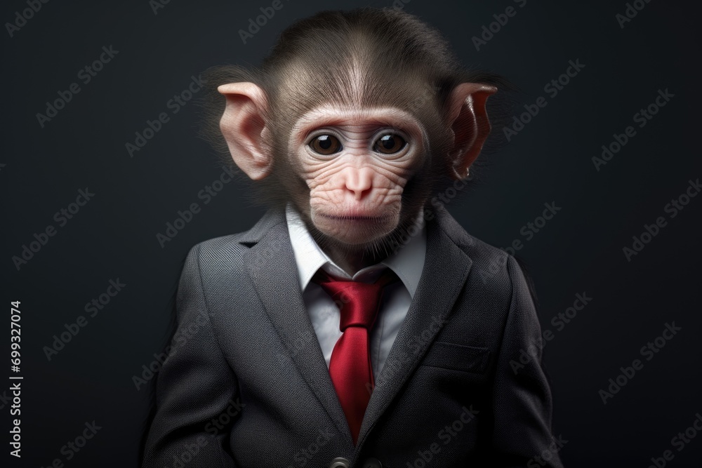 Fototapeta premium Monkey in a business suit with a serious expression