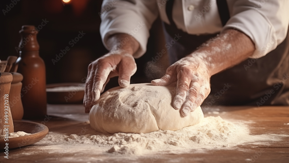 Baker’s Art - Kneading Dough in a Bakery Kitchen