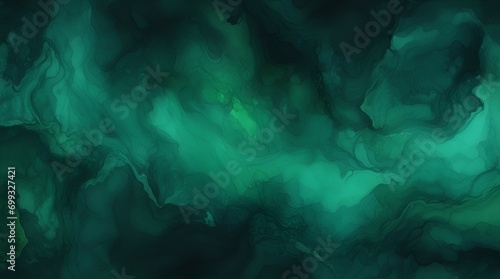  Black emerald jade green abstract pattern watercolor background. Stain splash rough daub grain grunge. Dark shades. Water liquid fluid. Design. Template