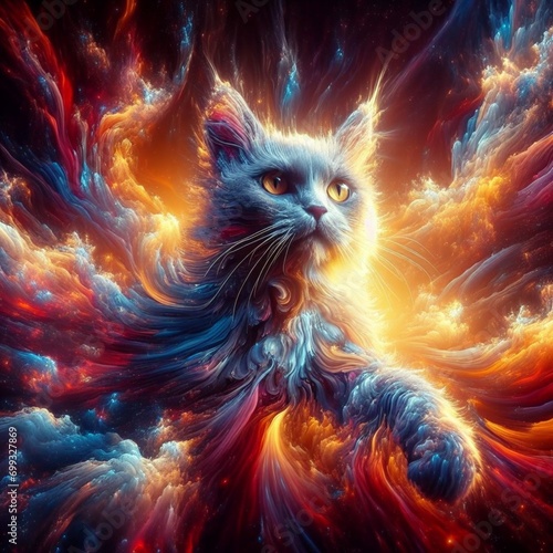 cat, liquid otherworldly cool dreamy cat, cuddly, arrogant, powerful, high fantasy, epic, cinematic, internal glow photo