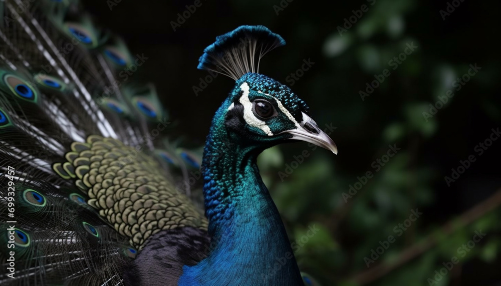 custom made wallpaper toronto digitalMajestic peacock displays vibrant colors, showcasing its elegance and beauty generated by AI