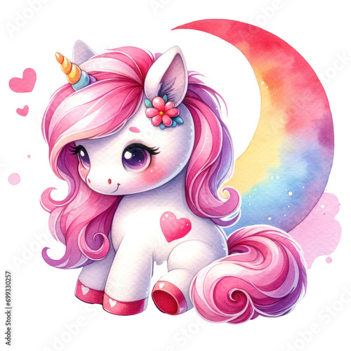 Cute Unicorn Valentines Clipart Illustration