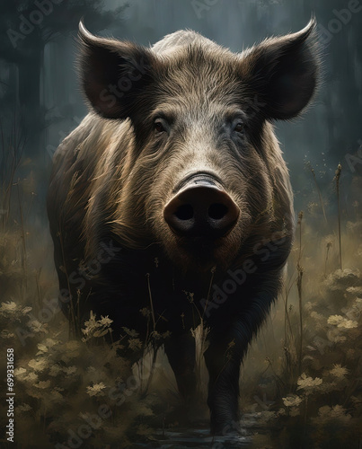 wild boar in the woods photo