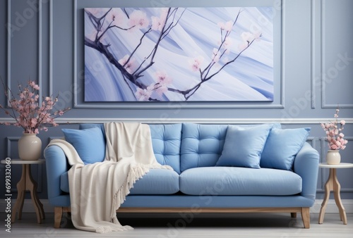 Stylish Modern Living Room with Light Blue Tones