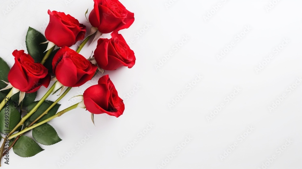 Bouquet of roses, white background and copy space - generative ai Bouquet of roses, white background and copy space - generative ai