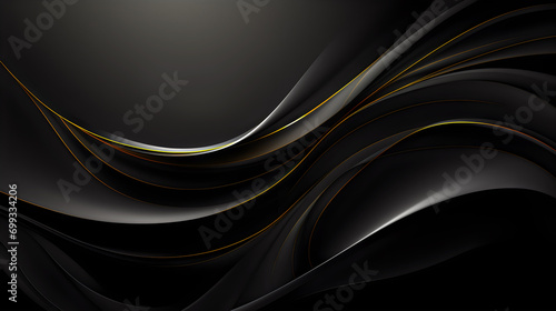 A black abstract background with wavy lines