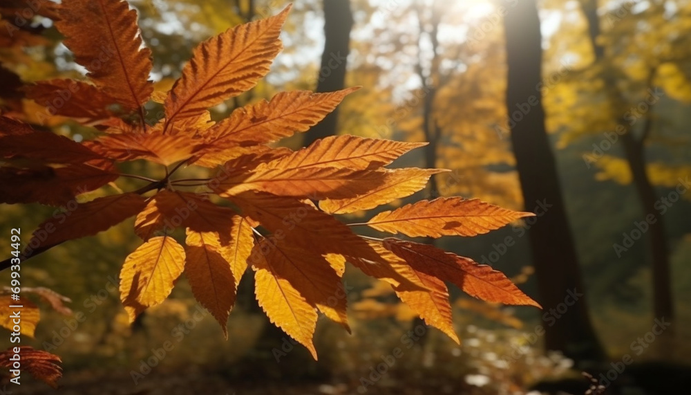 Vibrant autumn colors showcase nature beauty in a multi colored forest generated by AI Vibrant autumn colors showcase nature beauty in a multi colored forest generated by AI