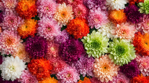 A bunch of flowers are in a pile and the word love is on the bottom right  Flowers wall background with amazing red  orange  pink  purple  green and white chrysanthemum flowers