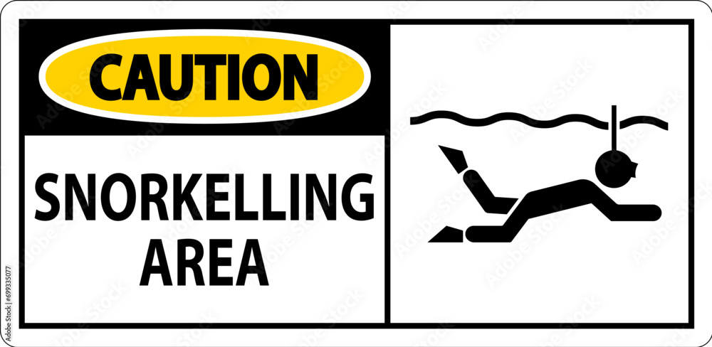 Water Safety Sign Caution -Snorkeling Area