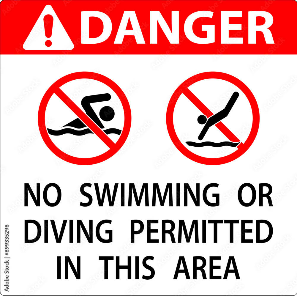 Pool Danger Sign No Swimming Or Diving Permitted In This Area Pool Danger Sign No Swimming Or Diving Permitted In This Area