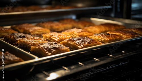Freshly baked pastries, sweet treats, and indulgent desserts for lunch generated by AI
