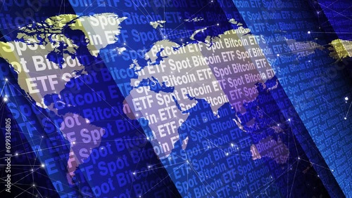 Exchange traded fund spot bitcoin etf brings digital money to world map, revolutionizing concept of investment with crypto, virtual currency that holds key to financial success and innovation photo