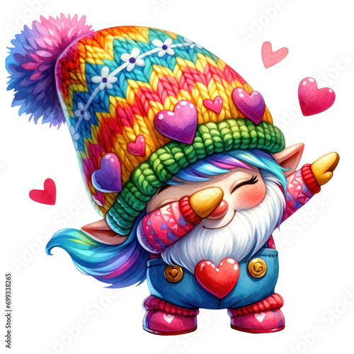 Cute Gnome Unicorn Valentines Clipart Illustration