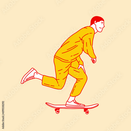 Simple cartoon illustration of sport skateboarding 3