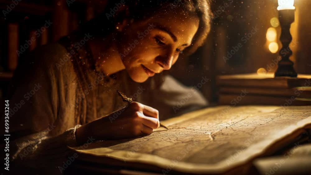 Ancient book and treasure map in the library, a person searching for treasure on the map, pirate's treasure, gold seeker Ancient book and treasure map in the library, a person searching for treasure on the map, pirate's treasure, gold seeker