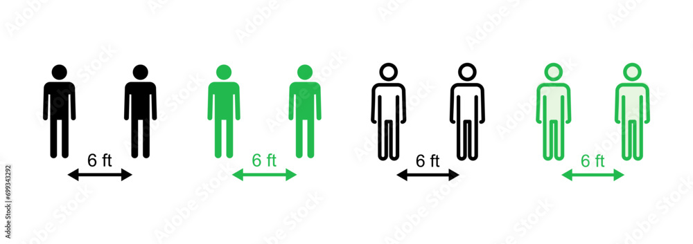 Social distance icon set. social distancing icon. self quarantine sign