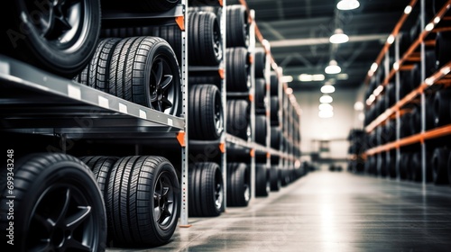 Automotive Tire Warehouse with Organized Racks photo