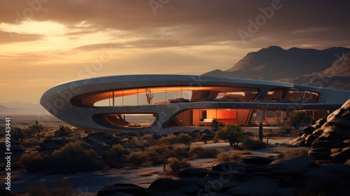 Futuristic Desert Architecture at Dusk