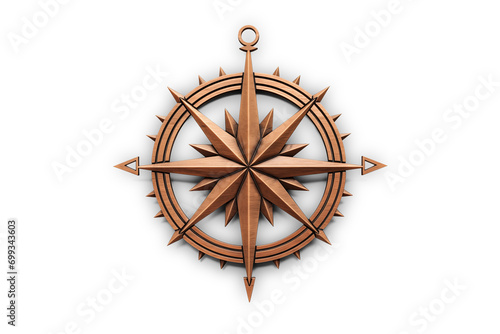 Vintage Wooden Compass Rose | Isolated on Transparent & White Background | PNG File with Transparency photo