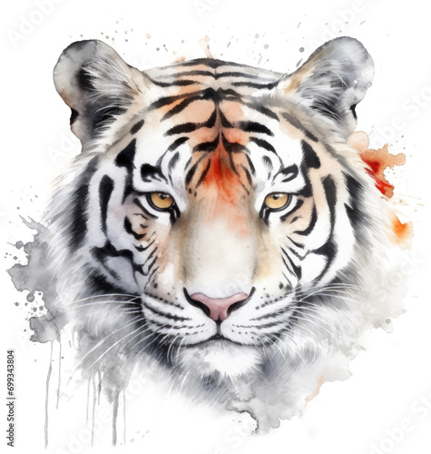 Watercolor png portrait of animal tiger