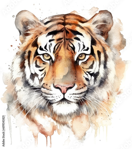 Watercolor png portrait of animal tiger