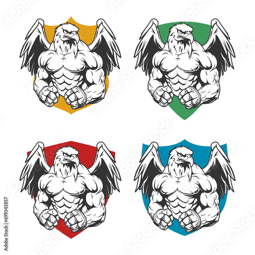 Eagle Illustration Clip Art Design Shape. Body Building Silhouette Icon Vector.
