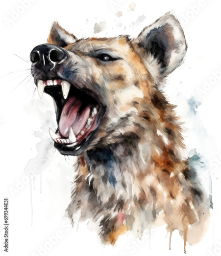 Watercolor png portrait of animal hyena