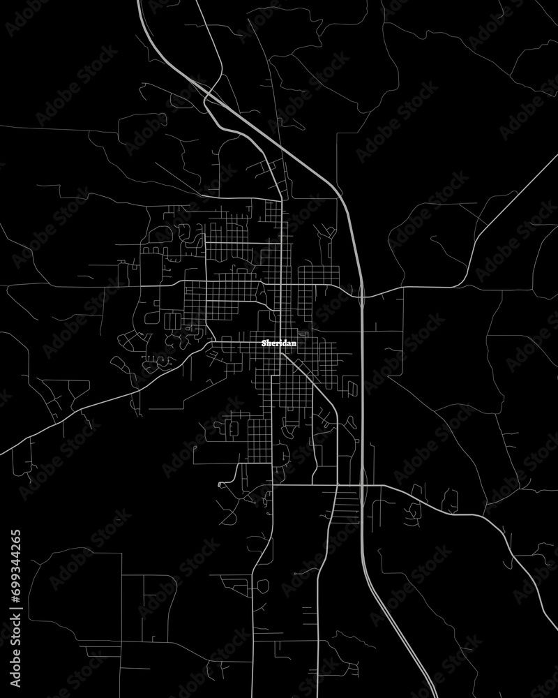Sheridan Wyoming Map, Detailed Dark Map of Sheridan Wyoming Stock Illustration Adobe Stock